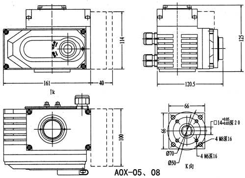 AOX电动执行器外形尺寸图